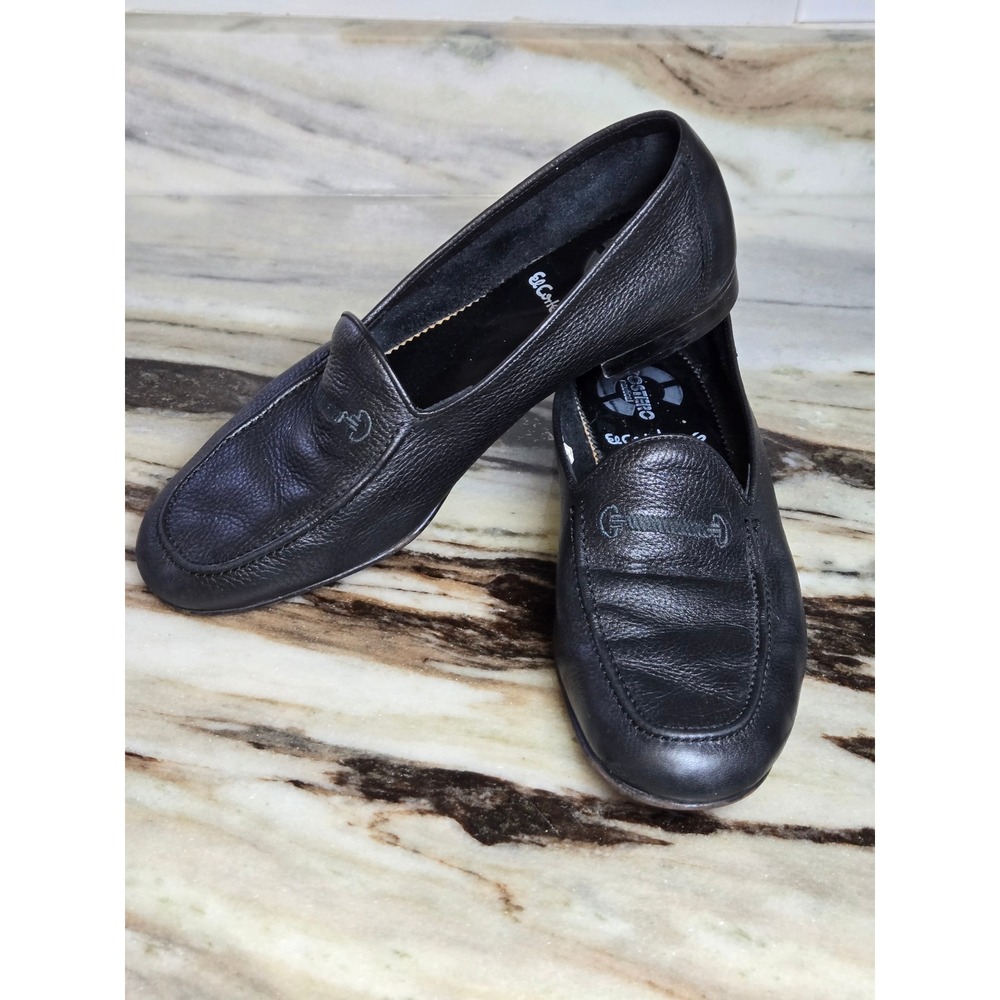El Corte Ingles Costero Black Pebbled Leather Loafers Embroidered Bit Slip On 45